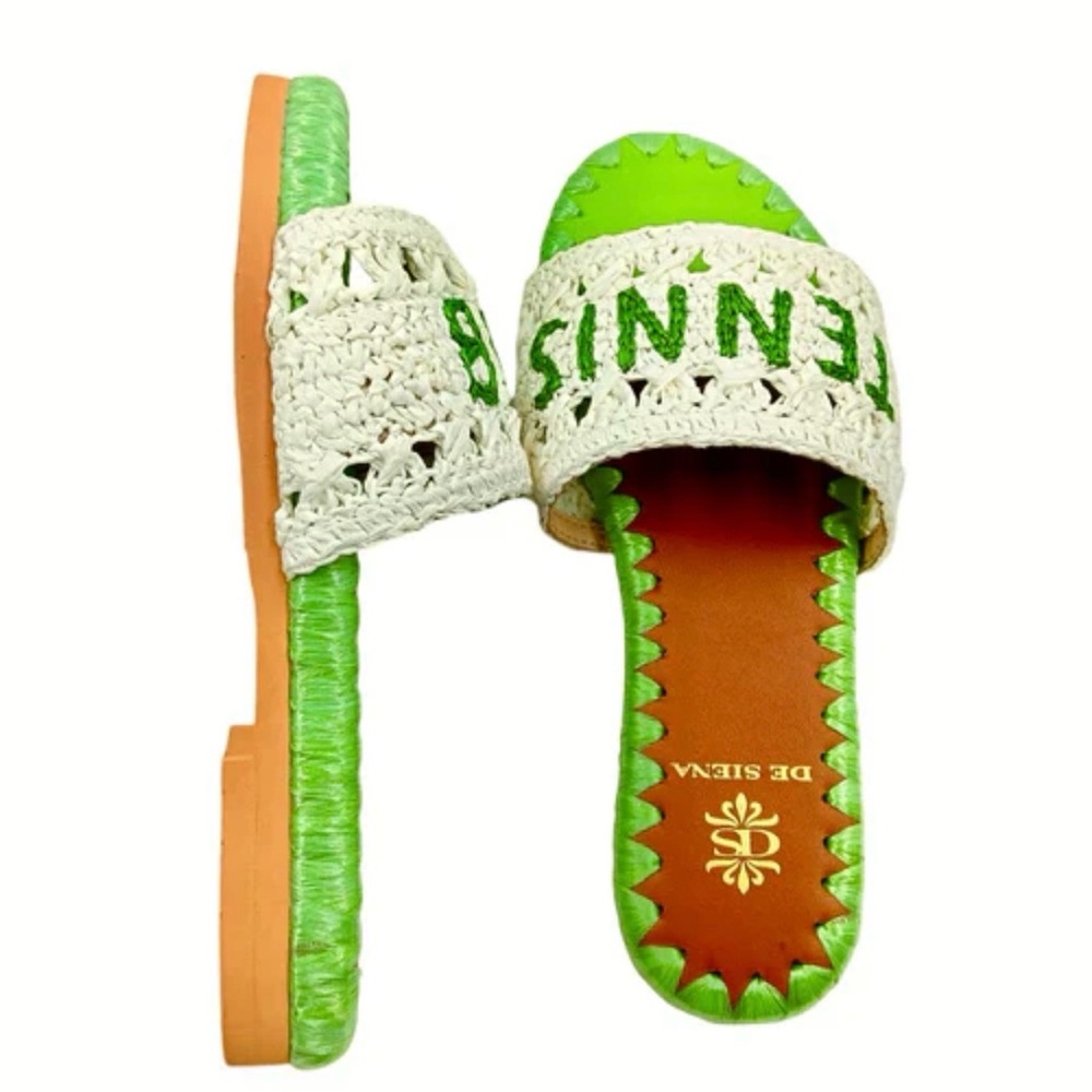 De Siena Tennis Club Raffia Slide Size 38 NEW!